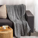 Nest Cotton Blend Pattern Stitch Throw Grey-Blankets & Throws
