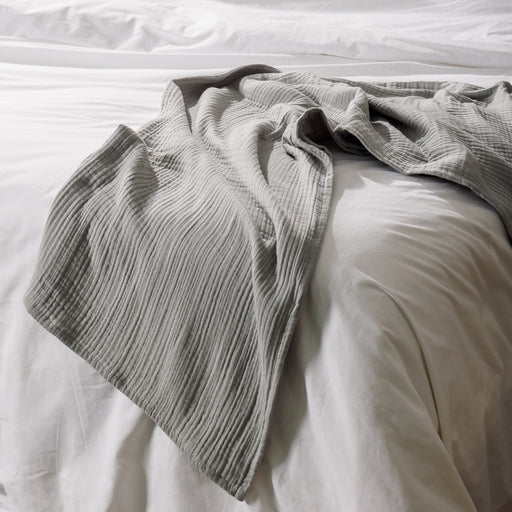 Nest Cotton Hemmed Throw Mid Silver-Throws