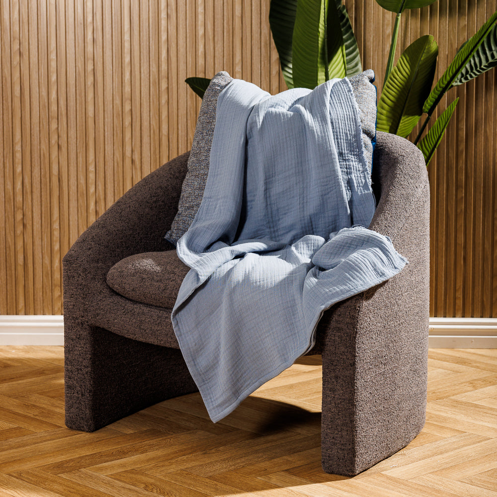 Nest Cotton Throw Light Blue-Throws