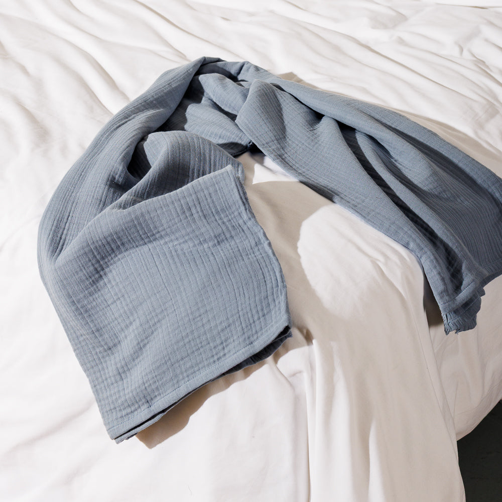 Nest Cotton Throw Light Blue-Throws