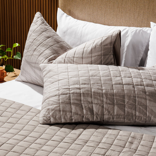 Nest Driftwave Microfibre Printed Quilt Set Natural-Quilts & Comforters