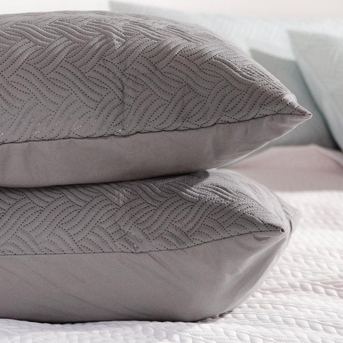 Nest Nova Embossed Pillowcase Pair - Grey-Quilt