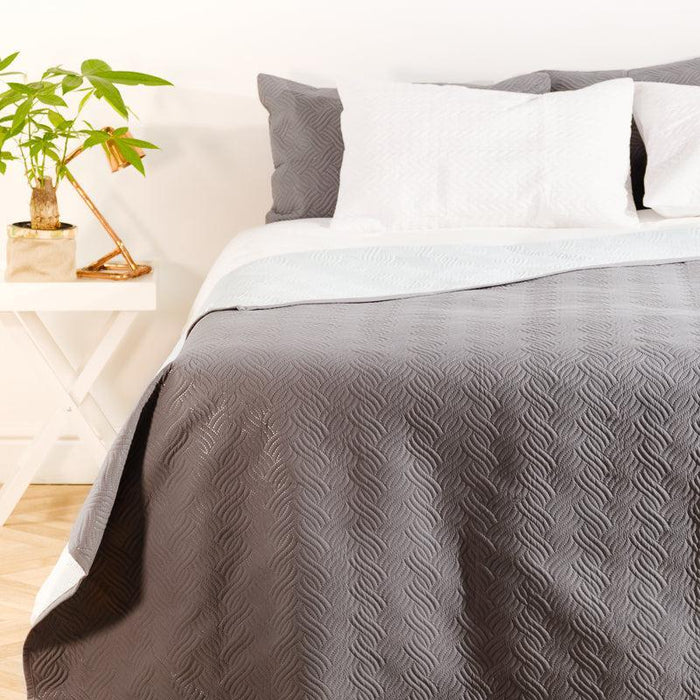 Nest Nova Embossed Reversible Bed Cover - Grey & Duck Egg-Quilt