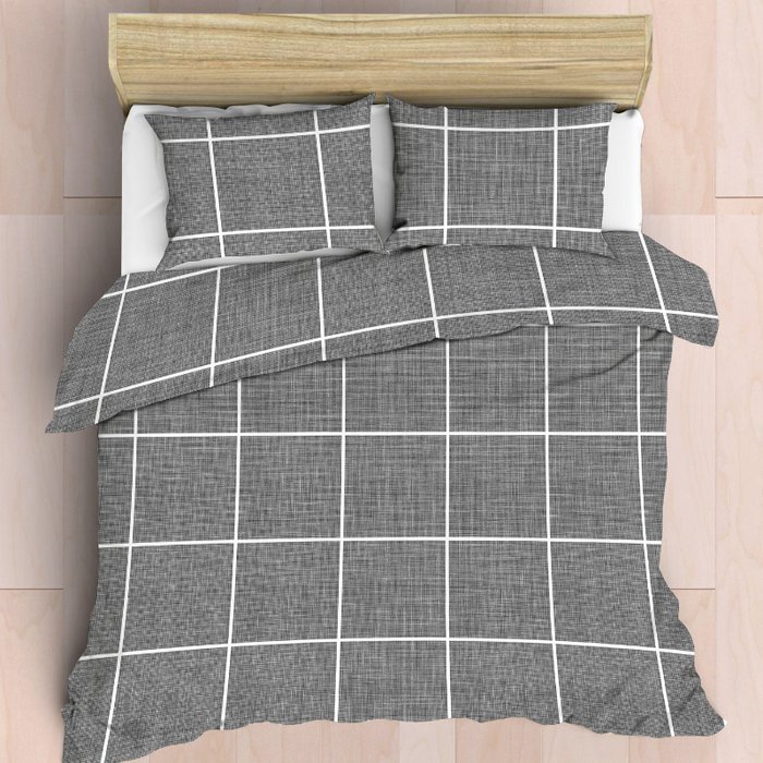 Nest Soft Touch Duvet Cover Set - Grid Grey