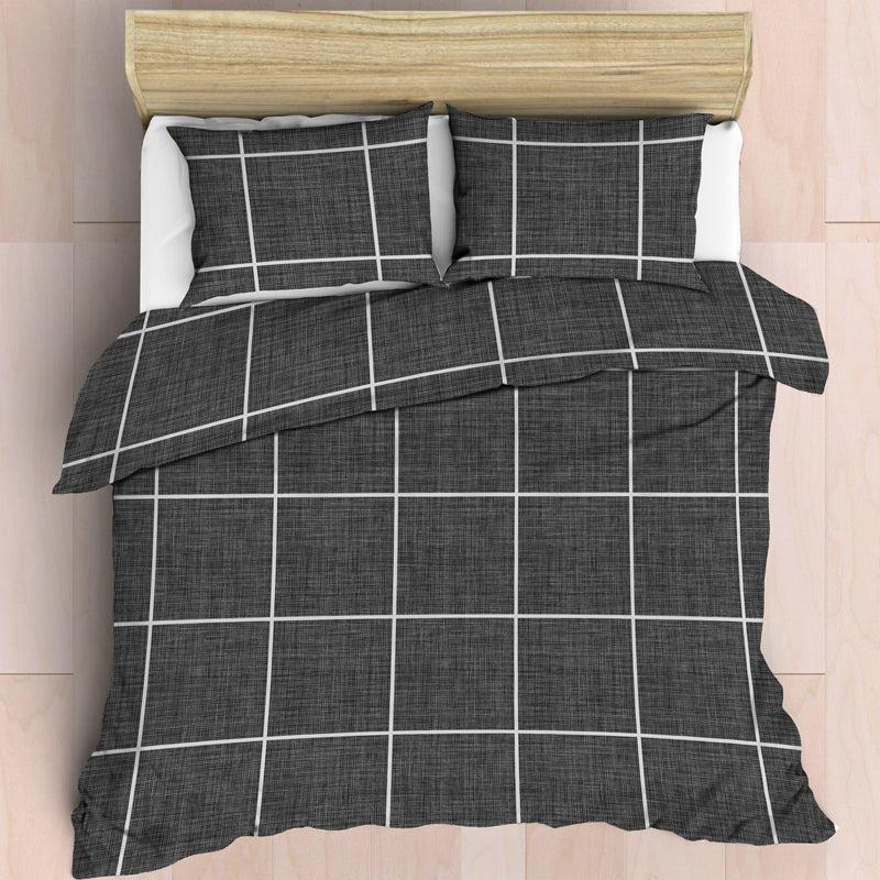 Nest Soft Touch Duvet Cover Set - Grid Grey-DUVET COVER SET
