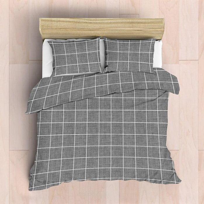 Nest Soft Touch Essentials Duvet Cover Set Tiled Grid Charcoal-Duvet Cover Set