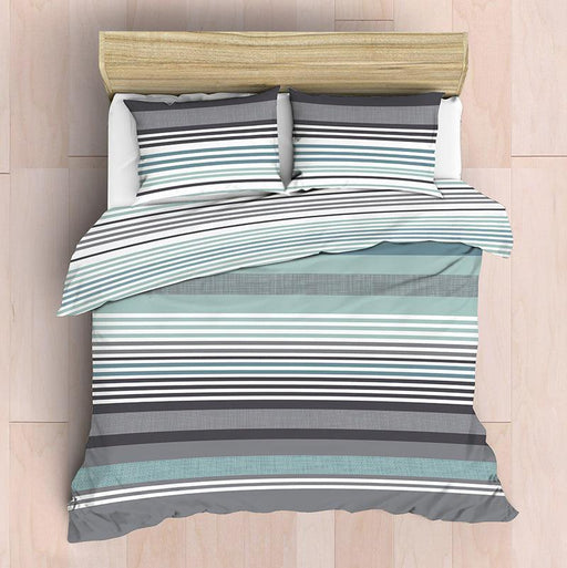 Nest Soft Touch Essentials Duvet Cover Set Aqua Whisper Stripe-Duvet Cover Set