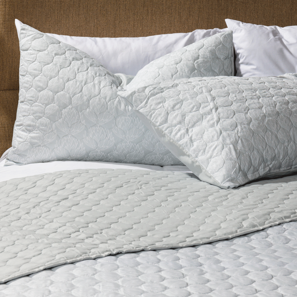 Nest Wild Protea Microfibre Printed Quilt Set Duck Egg-Quilts & Comforters