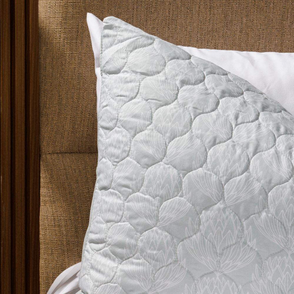 Nest Wild Protea Microfibre Printed Quilt Set Duck Egg-Quilts & Comforters