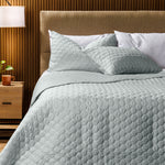 Nest Wild Protea Microfibre Printed Quilt Set Duck Egg