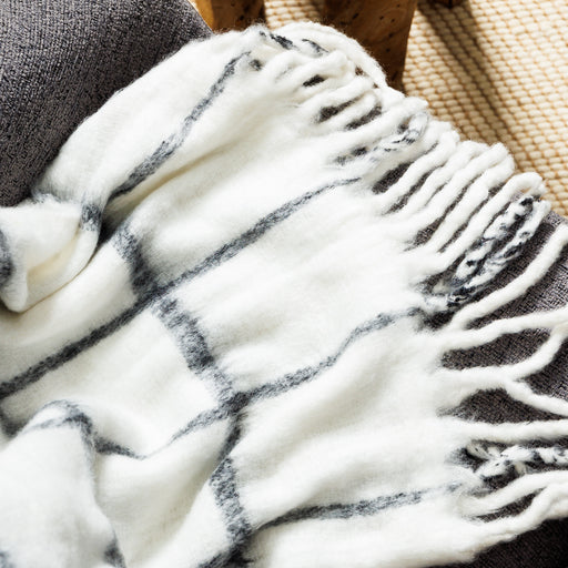 Nest Woollen Blend Blanket Throw Black and White-Blankets