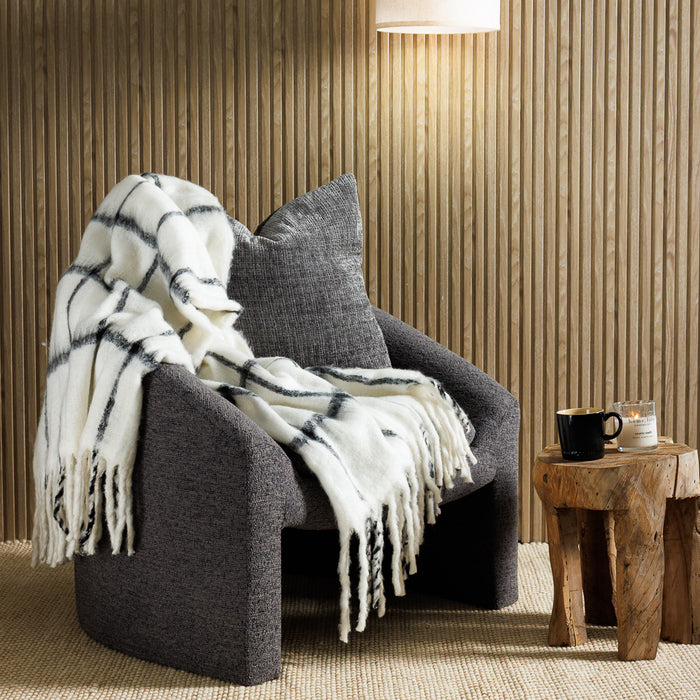 Nest Woollen Blend Blanket Throw Black and White-Blankets