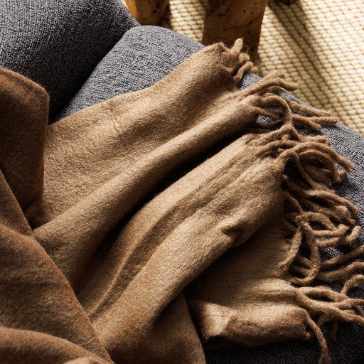 Nest Woollen Blend Blanket Throw Chocolate-Blankets