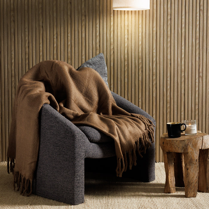 Nest Woollen Blend Blanket Throw Chocolate-Blankets