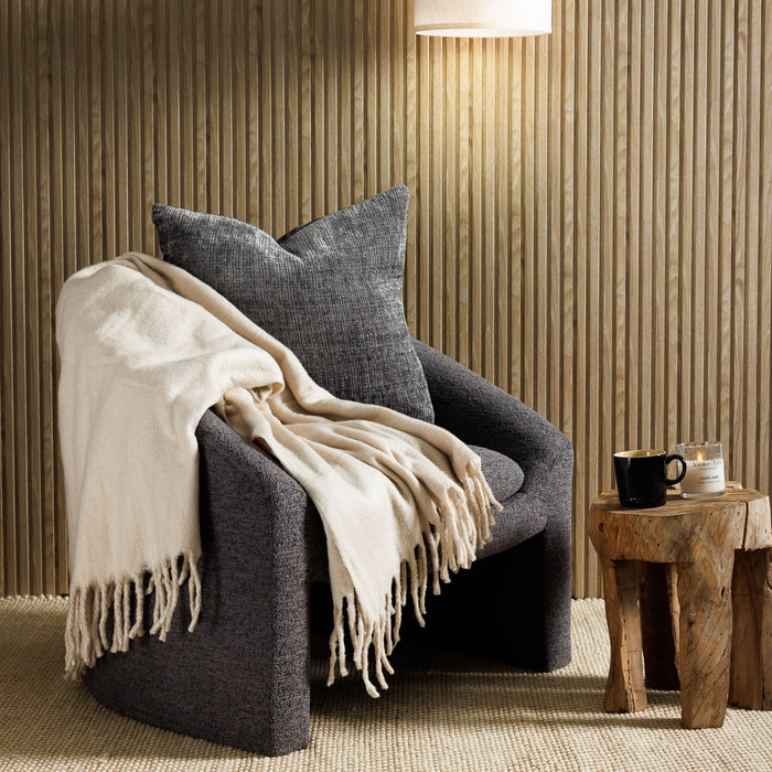 Nest Woollen Blend Blanket Throw Eggshell-Blankets