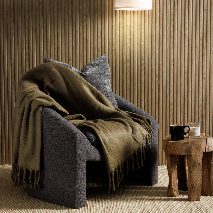 Nest Woollen Blend Blanket Throw Light Khaki-Blankets
