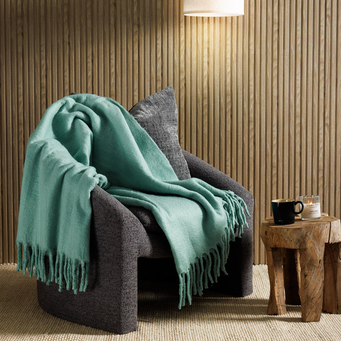 Nest Woollen Blend Blanket Throw Mint Green-Blankets