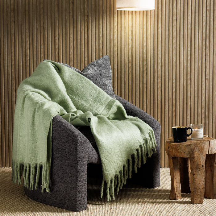Nest Woollen Blend Blanket Throw Pista Green-Blankets
