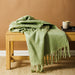 Nest Woollen Blend Blanket Throw Pista Green-Blankets