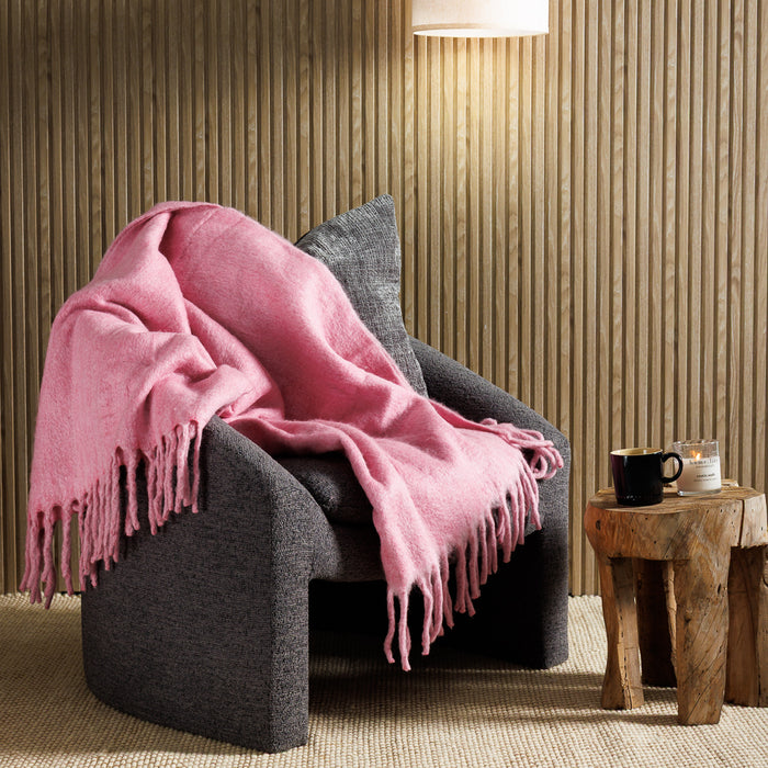 Nest Woollen Blend Blanket Throw Rose Pink-Blankets