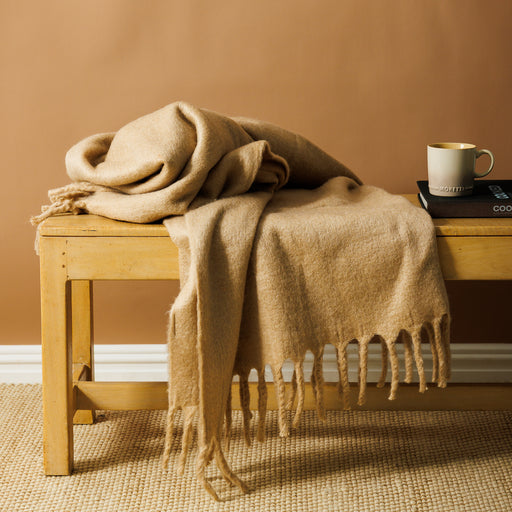 Nest Woollen Blend Blanket Throw Sand-Blankets