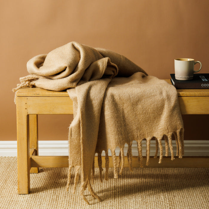 Nest Woollen Blend Blanket Throw Sand-Blankets