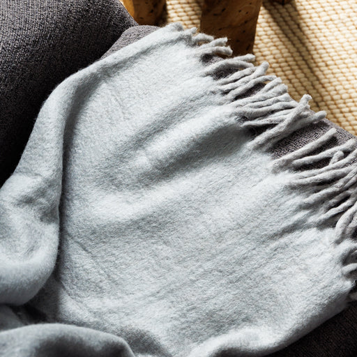 Nest Woollen Blend Blanket Throw Silver Grey-Blankets