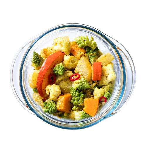 Ôcuisine® Glass Round Roaster with Lid Fridge and Freeze-Casseroles