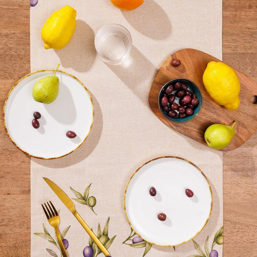 Olyvia Stain Resistant Table Runner Natural-Tablecloths