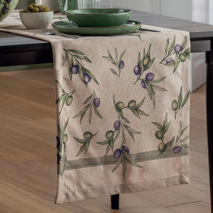Olyvia Stain Resistant Table Runner Natural-Tablecloths