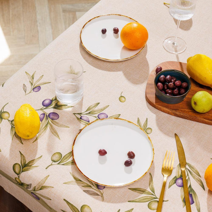 Olyvia Stain Resistant Tablecloth Natural-Tablecloths