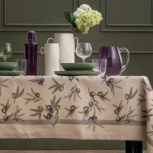 Olyvia Stain Resistant Tablecloth Natural-Tablecloths