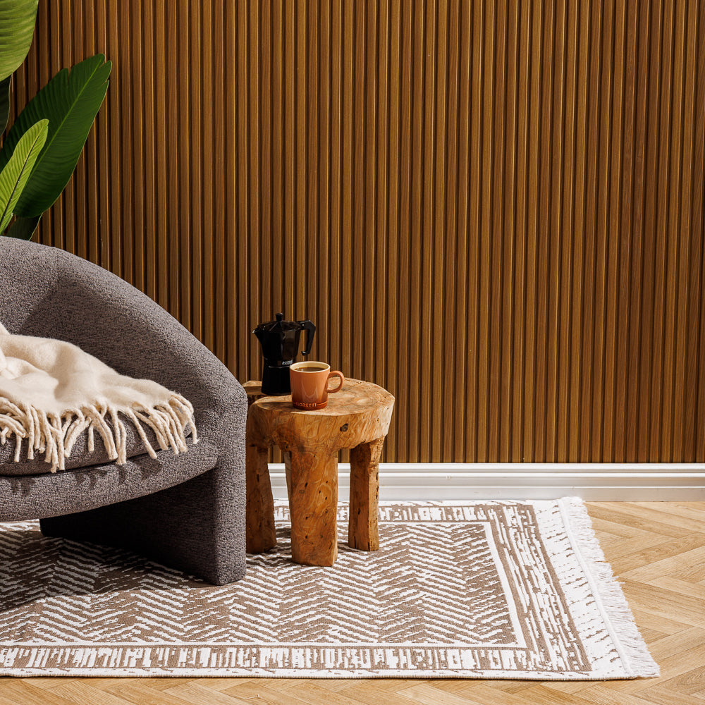 Paxos Mediterranean Collection Jacquard Polycotton Carpet Beige-Carpets/Rugs