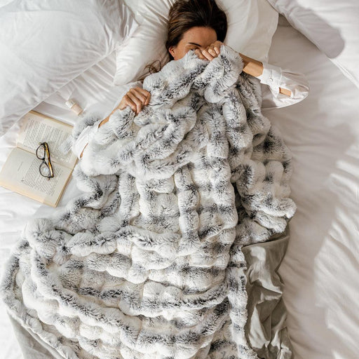 Pebble Mink Faux Fur Blanket Glacier-Blankets