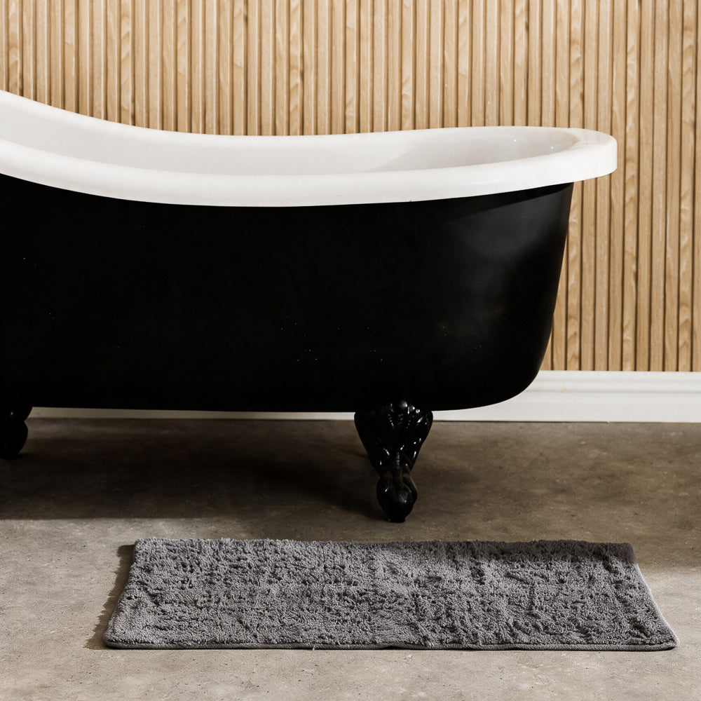 Plain Cotton Bathroom Mat Set Dark Grey 2 Piece-Bath Mats
