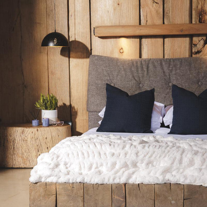 Plush Faux Fur Rabbit Blanket - Cream-BLANKET