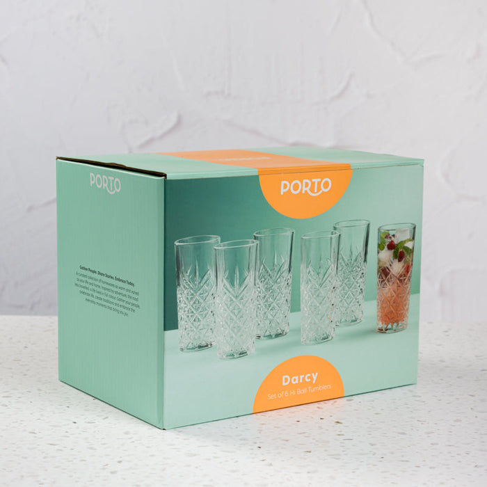 Porto Darcy Highball Tumbler Glasses - set of 6