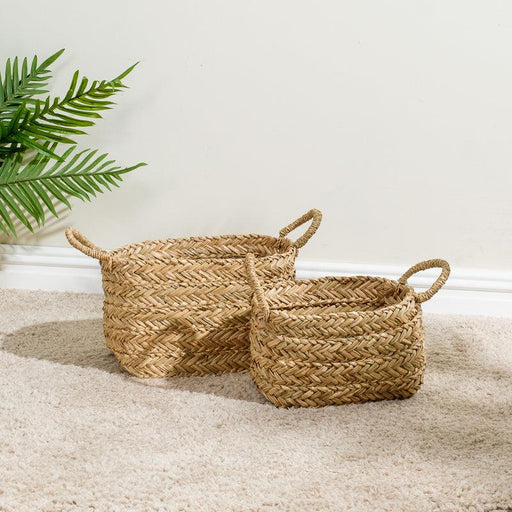 Rectangular Seagrass Basket with Loop Handle-