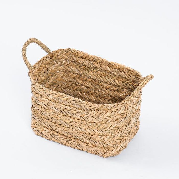 Rectangular Seagrass Basket with Loop Handle-