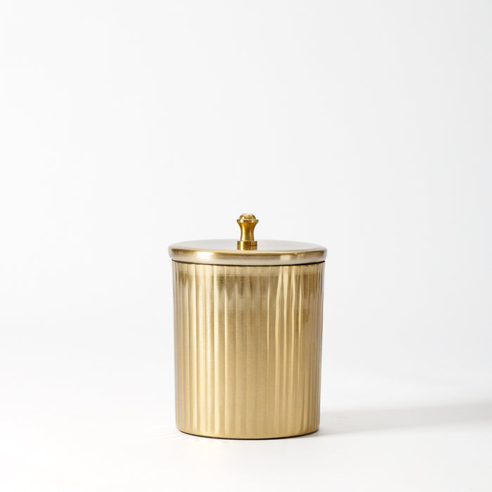 Ribbed Canister with Lid Gold-Canisters