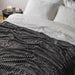 Ribbed Sherpa Fleece Blanket - Charcoal-BLANKET