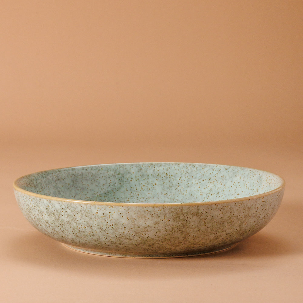 Rimmed Stoneware Bowl Blue Grey-Bowls