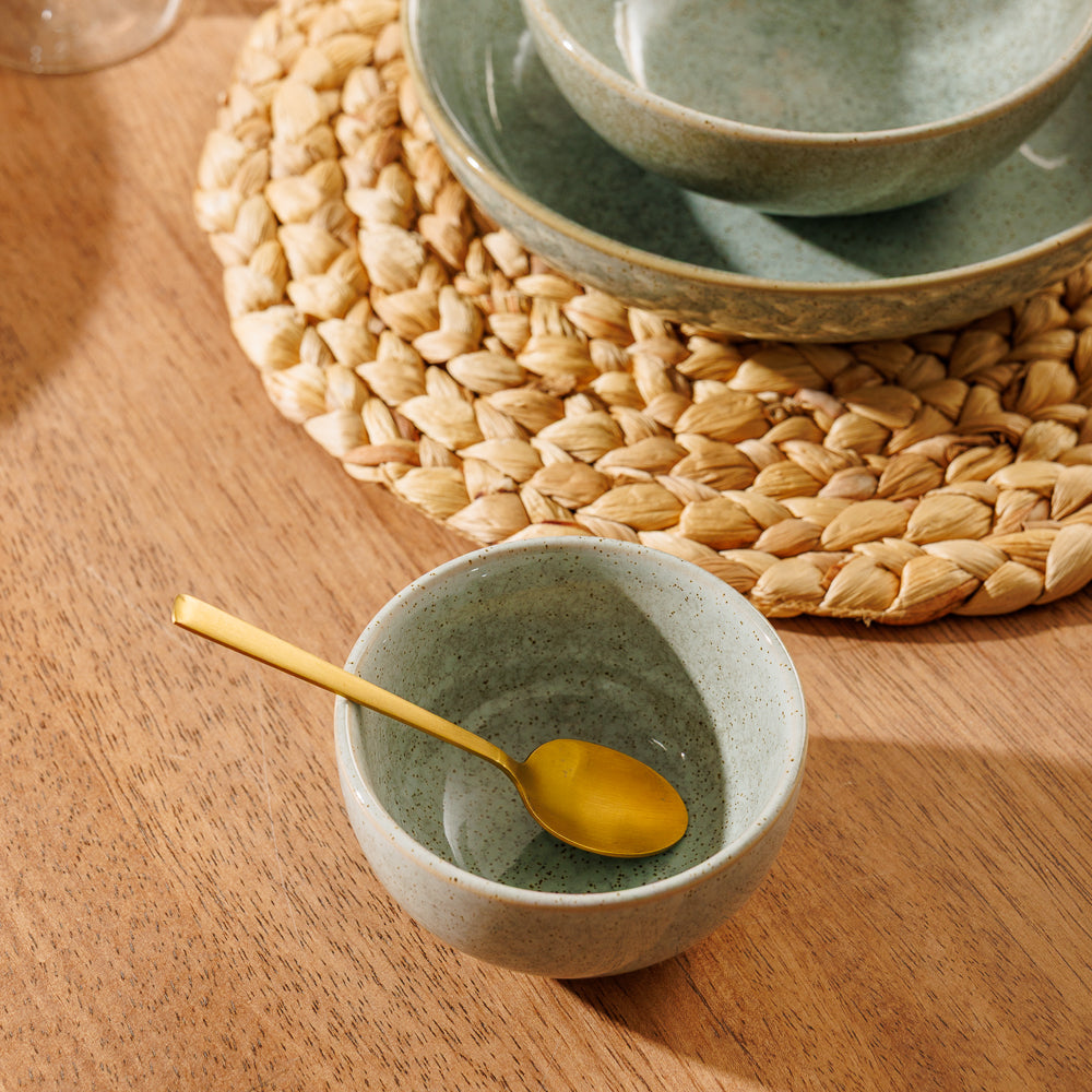 Rimmed Stoneware Bowl Blue Grey-Bowls
