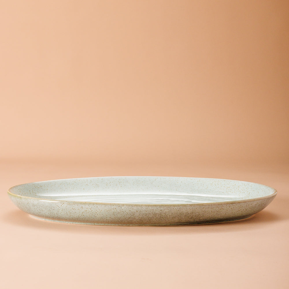 Rimmed Stoneware Platter Blue Grey-Platter