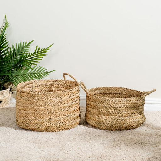 Round Seagrass Basket with Loop Handle-