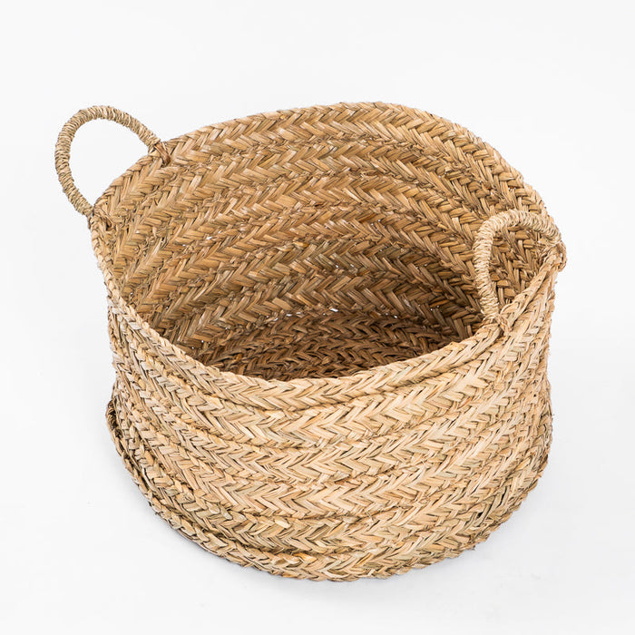 Round Seagrass Basket with Loop Handle-