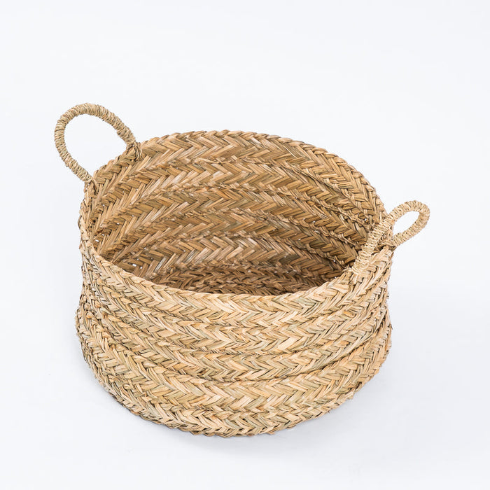 Round Seagrass Basket with Loop Handle-