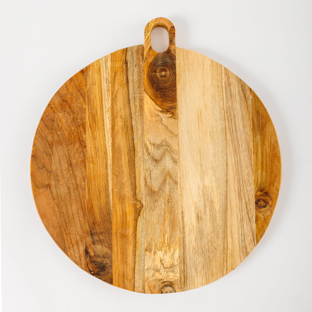 Round Teak Pizza Board with Handle-Bar Accessories