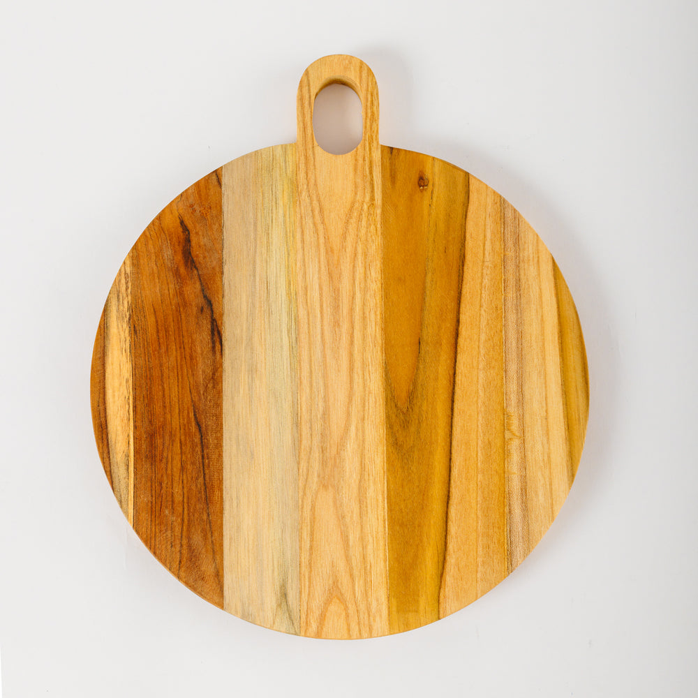 Round Teak Pizza Board with Handle-Bar Accessories