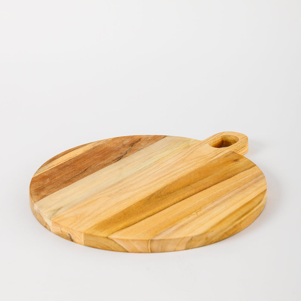 Round Teak Pizza Board with Handle-Bar Accessories